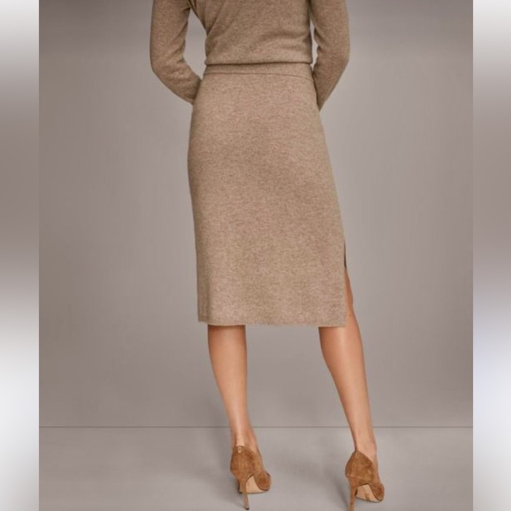 New Donna Karan Brown Pencil Skirt cashmere size L - Picture 3 of 15